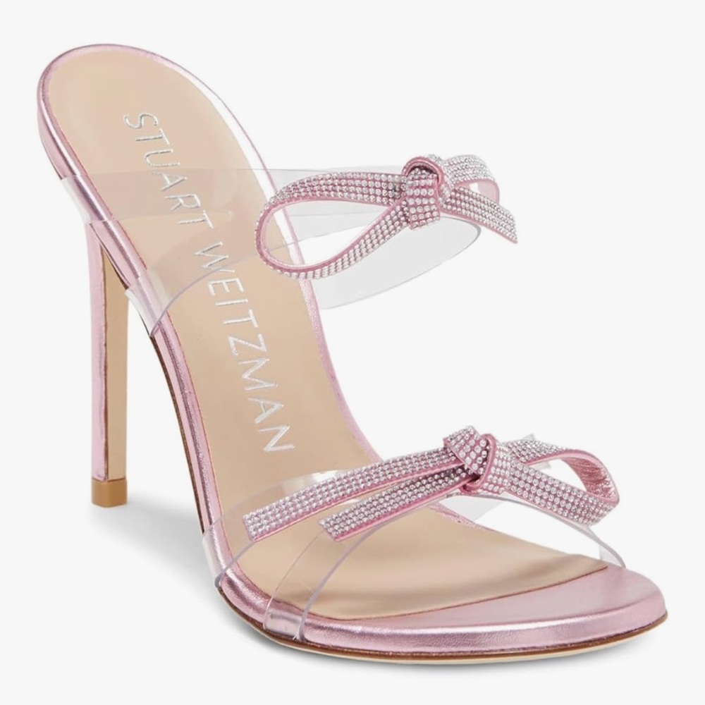 Stuart Weitzman Bow 100 Cotton Candy Pink High Heel Sandals Size 6